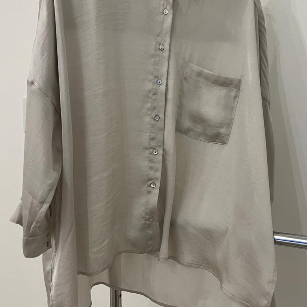 Assimetric "Phylosophy" dress shirt ,light silver, FREE shipping
